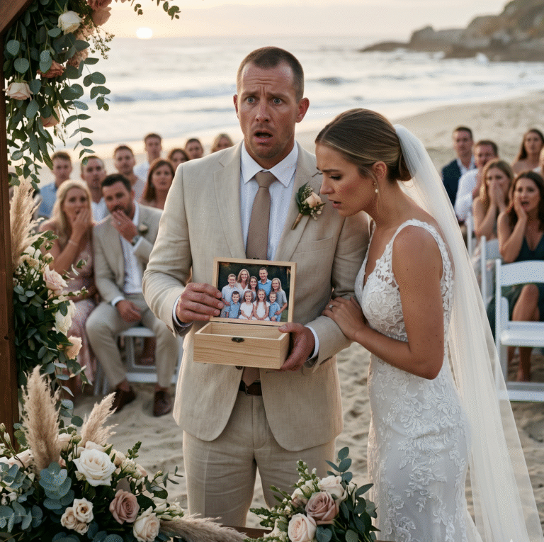 Eight Months Pregnant and Suddenly Raising Seven Children Alone, Until One Quiet Family Decision Changed Everything at His Beachside Wedding